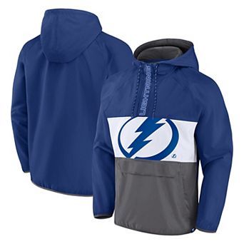 Men's Fanatics Branded Blue Tampa Bay Lightning Flagrant Foul Anorak Raglan Half-Zip Hoodie Jacket