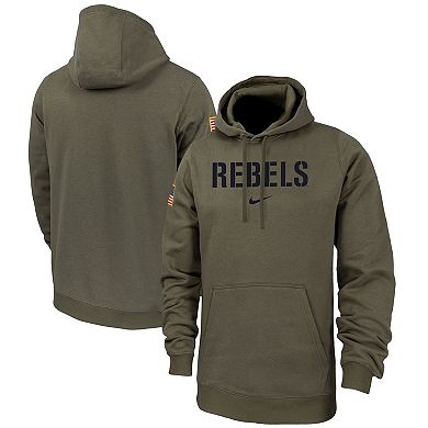 Men's Nike Olive Ole Miss Rebels Military Pack Club Fleece Pullover Hoodie