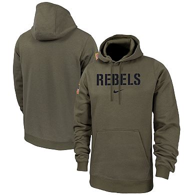 Men's Nike  Olive Ole Miss Rebels Military Pack Club Fleece Pullover Hoodie