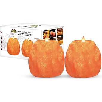 Himalayan Glow Salt Candle Holders, Home Décor Gift Pink Salt Candle Lamp - 2 Pack