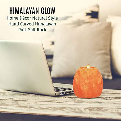 Himalayan Glow Salt Candle Holders, Home Décor Gift Pink Salt Candle Lamp - 2 Pack
