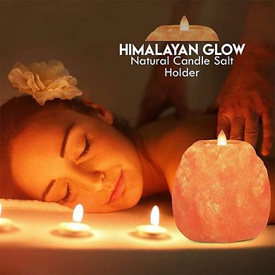 Himalayan Glow Salt Candle Holders, Home Décor Gift Pink Salt Candle Lamp - 2 Pack