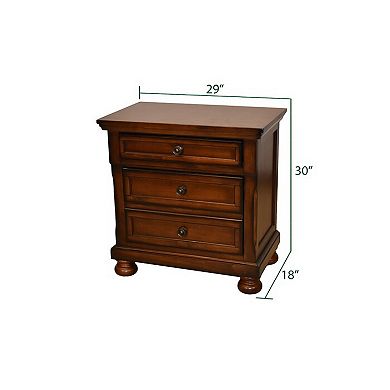 Austin Transitional Style 3-Drawer Nightstand Made with Wood