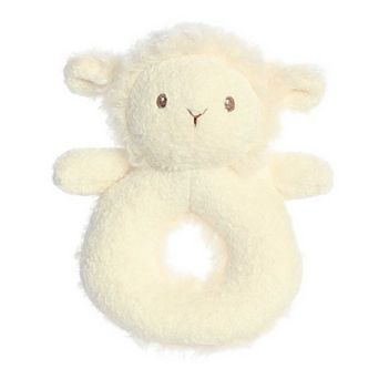 ebba Small White Cherub Lamb 6" Rattle Playful Baby Stuffed Animal