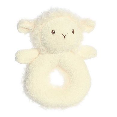 ebba Small White Cherub Lamb 6" Rattle Playful Baby Stuffed Animal