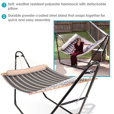 Sunnydaze Quilted 2-person Hammock And Multi-use Steel Stand