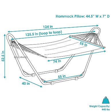 Sunnydaze Quilted 2-person Hammock And Multi-use Steel Stand
