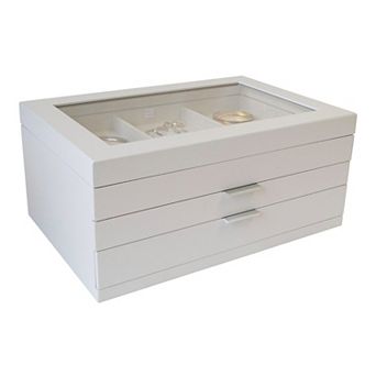 Mele and Co Misty Glass Top Wooden Jewelry Box