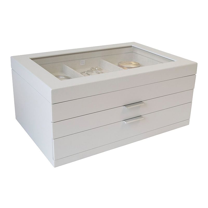 Mele and Co Misty Glass Top Wooden Jewelry Box, Women's, Gray