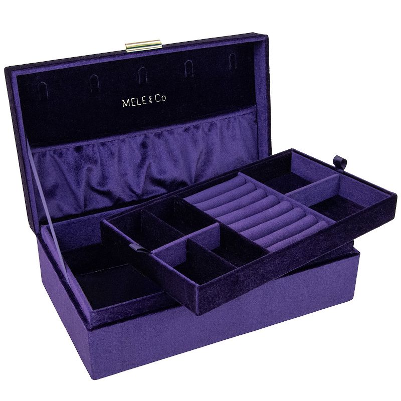Mele and Co Jewel Onyx Black Velvet Jewelry Box Organizer, Women's, Purple