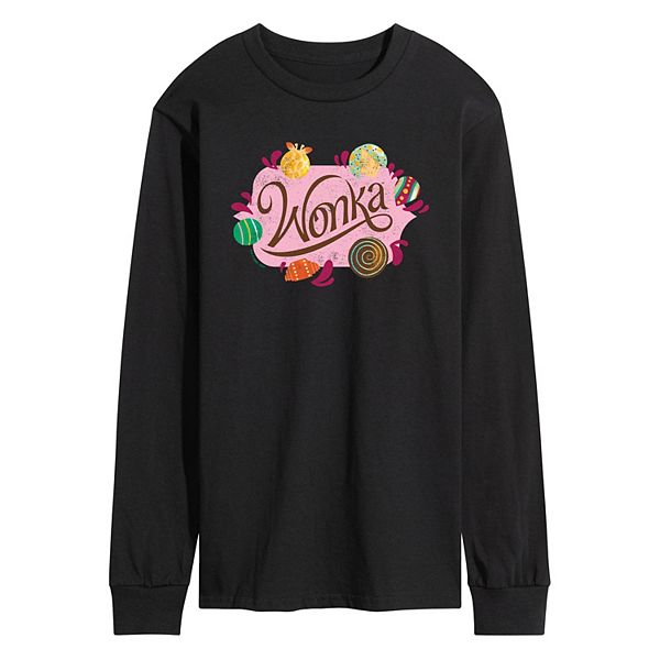 Men's Wonka Logo And Candy Long Sleeve Graphic Tee