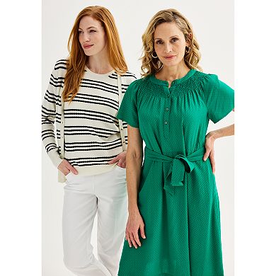 Women's Croft & Barrow® Extra Soft Simple Stitch Twinset Top