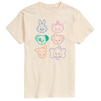 Disney Men's Stacked Outline Faces Graphic Tee