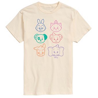 Disney Men's Stacked Outline Faces Graphic Tee