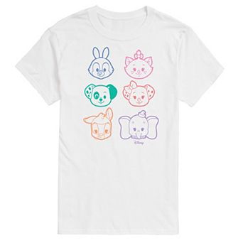 Disney Men's Stacked Outline Faces Graphic Tee