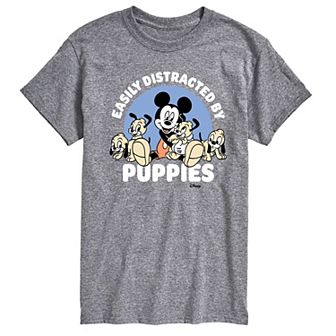 Disney's Mickey Mouse Men's Easily Distracted By Puppies Graphic Tee