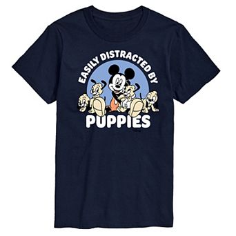 Disney's Mickey Mouse Men's Easily Distracted By Puppies Graphic Tee
