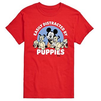 Disney's Mickey Mouse Men's Easily Distracted By Puppies Graphic Tee