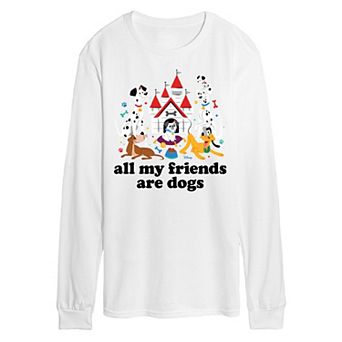Disney Men's All My Friends Are Dogs Long Sleeve Graphic Tee