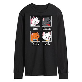 Disney's The Aristocats Men's Un Deux Trois Cat Long Sleeve Graphic Tee