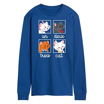 Disney's The Aristocats Men's Un Deux Trois Cat Long Sleeve Graphic Tee