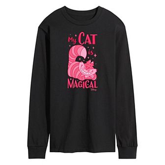 Disney's Alice in Wonderland Men's My Cat Is Magical Long Sleeve Graphic Tee