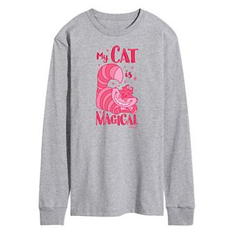 Disney's Alice in Wonderland Men's My Cat Is Magical Long Sleeve Graphic Tee
