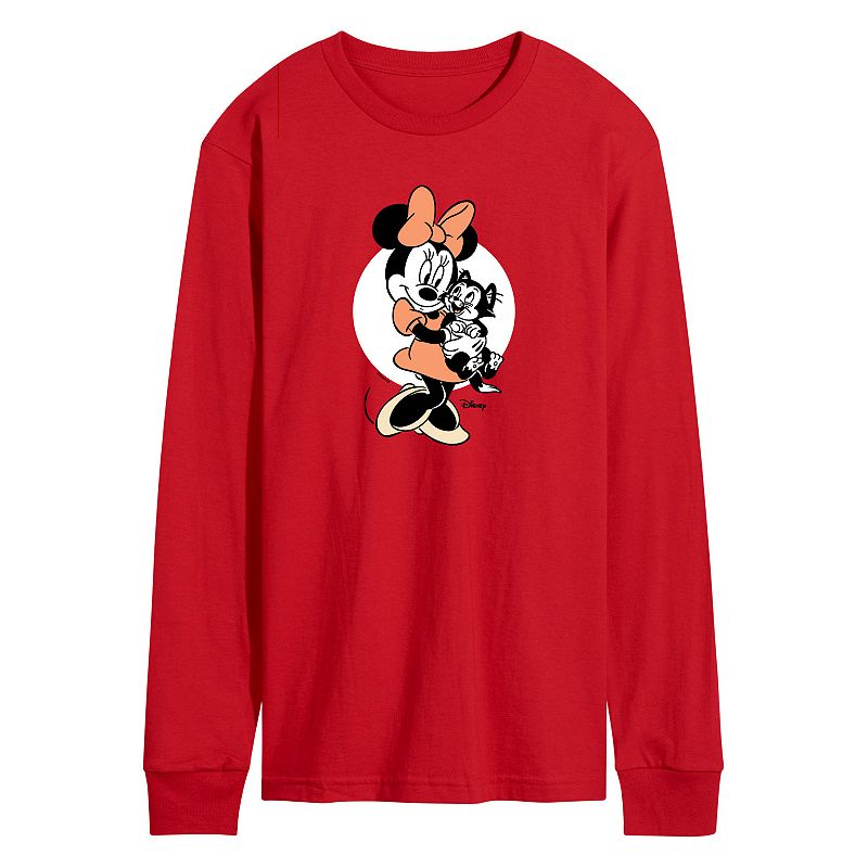 Disney's Minnie Mouse & Figaro Men's Long Sleeve Graphic Tee, Size: XXL, Red