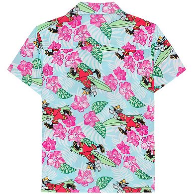 Disney's Goofy Men's Resort Allover Print Woven Short Sleeve Button-Down Shirt