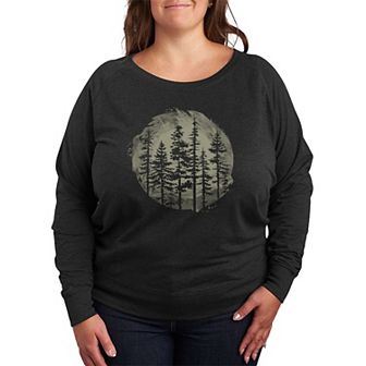 Plus Size Watercolor Pine Trees Lightweight French Terry Sweatshirt