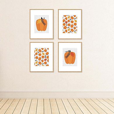 Big Dot of Happiness Fall Pumpkin - Unframed Autumn, Halloween and Thanksgiving  Linen Paper Wall Art - Set of 4 - Artisms - 8 x 10 inches