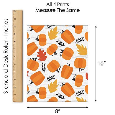 Big Dot of Happiness Fall Pumpkin - Unframed Autumn, Halloween and Thanksgiving  Linen Paper Wall Art - Set of 4 - Artisms - 8 x 10 inches