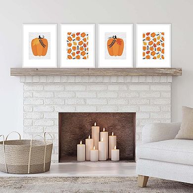 Big Dot of Happiness Fall Pumpkin - Unframed Autumn, Halloween and Thanksgiving  Linen Paper Wall Art - Set of 4 - Artisms - 8 x 10 inches