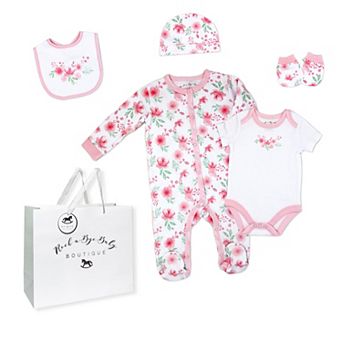 Baby Girls Soft Floral Layette, 5 pc Set