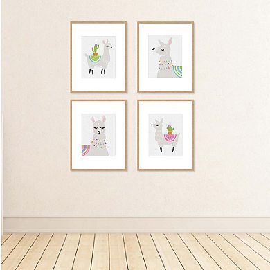 Big Dot of Happiness Whole Llama Fun - Unframed Llama Fiesta Nursery and Kids Room Linen Paper Wall Art - Set of 4 - Artisms - 8 x 10 inches