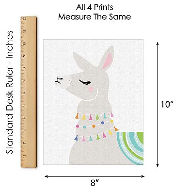 Big Dot of Happiness Whole Llama Fun - Unframed Llama Fiesta Nursery and Kids Room Linen Paper Wall Art - Set of 4 - Artisms - 8 x 10 inches
