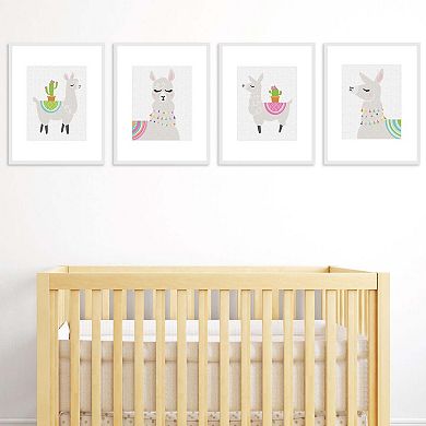 Big Dot of Happiness Whole Llama Fun - Unframed Llama Fiesta Nursery and Kids Room Linen Paper Wall Art - Set of 4 - Artisms - 8 x 10 inches