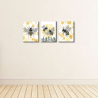 Big Dot of Happiness Little Bumblebee - Bee Nursery Wall Art and Kitchen Decor - 7.5 x 10 inches - Set of 3 Prints