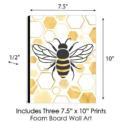 Big Dot of Happiness Little Bumblebee - Bee Nursery Wall Art and Kitchen Decor - 7.5 x 10 inches - Set of 3 Prints