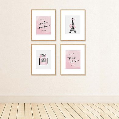 Big Dot of Happiness Paris, Ooh La La - Unframed Eiffel Tower Nursery and Kids Room Linen Paper Wall Art - Set of 4 - Artisms - 8 x 10 inches