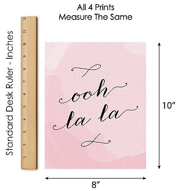 Big Dot of Happiness Paris, Ooh La La - Unframed Eiffel Tower Nursery and Kids Room Linen Paper Wall Art - Set of 4 - Artisms - 8 x 10 inches