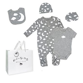 Baby Boys and Girls Crescent Moon Layette, 5 pc Set
