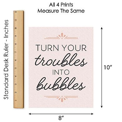 Big Dot of Happiness Turn Your Troubles Into Bubbles - Unframed Bathroom Linen Paper Wall Art - Set of 4 - Artisms - 8 x 10 inches Colorful