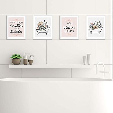 Big Dot of Happiness Turn Your Troubles Into Bubbles - Unframed Bathroom Linen Paper Wall Art - Set of 4 - Artisms - 8 x 10 inches Colorful