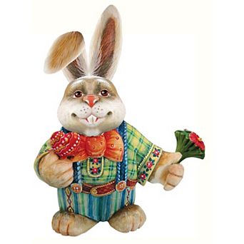 Father Bunny Easter 24-Inch Handcrafted Wooden Door Decor by G. DeBrekht - Spring Decor
