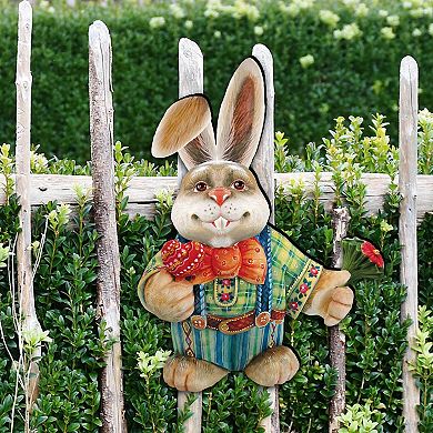Father Bunny Easter 24-Inch Handcrafted Wooden Door Decor by G. DeBrekht - Spring Decor