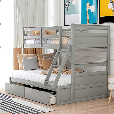 Merax Twin over Full Bunk Bed with Storage