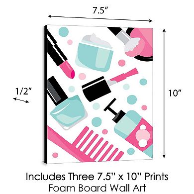 Big Dot of Happiness Spa Day - Girls Makeup Wall Art and Kids Room Decor - 7.5 x 10 inches - Set of 3 Prints