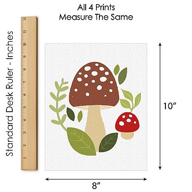 Big Dot of Happiness Wild Mushrooms - Unframed Red Toadstool Decor Linen Paper Wall Art - Set of 4 - Artisms - 8 x 10 inches