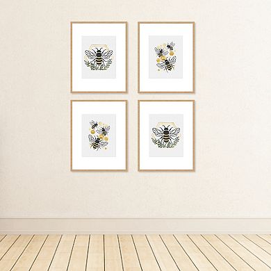 Big Dot of Happiness Little Bumblebee - Unframed Bee Decor Linen Paper Wall Art - Set of 4 - Artisms - 8 x 10 inches